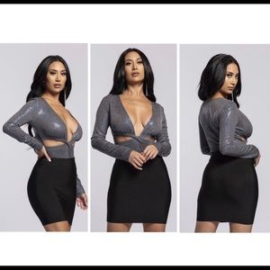 New WOW Couture Navy Disco Ball Bodysuit